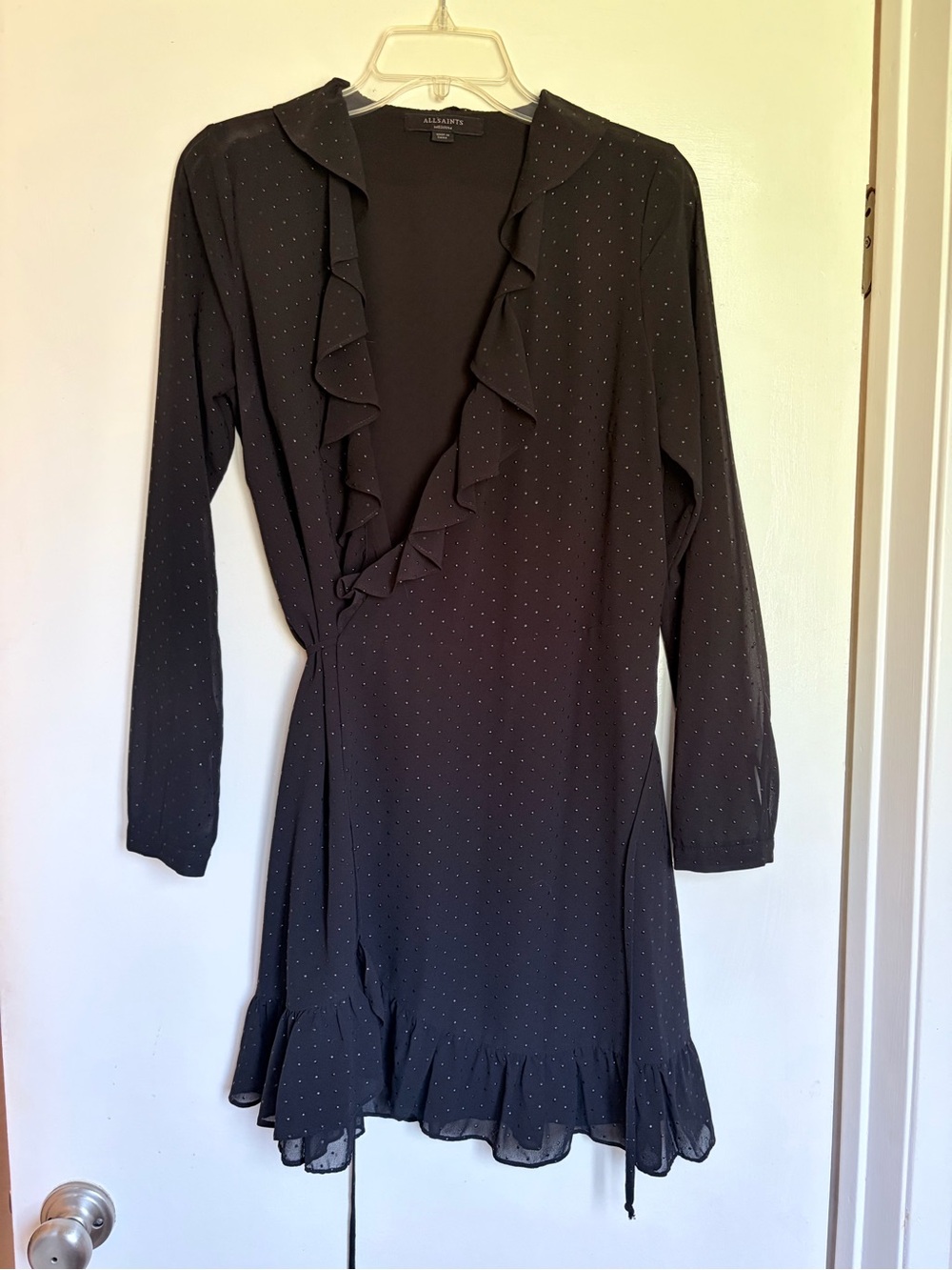 AllSaints Black Top with Branded Neck Label Medium